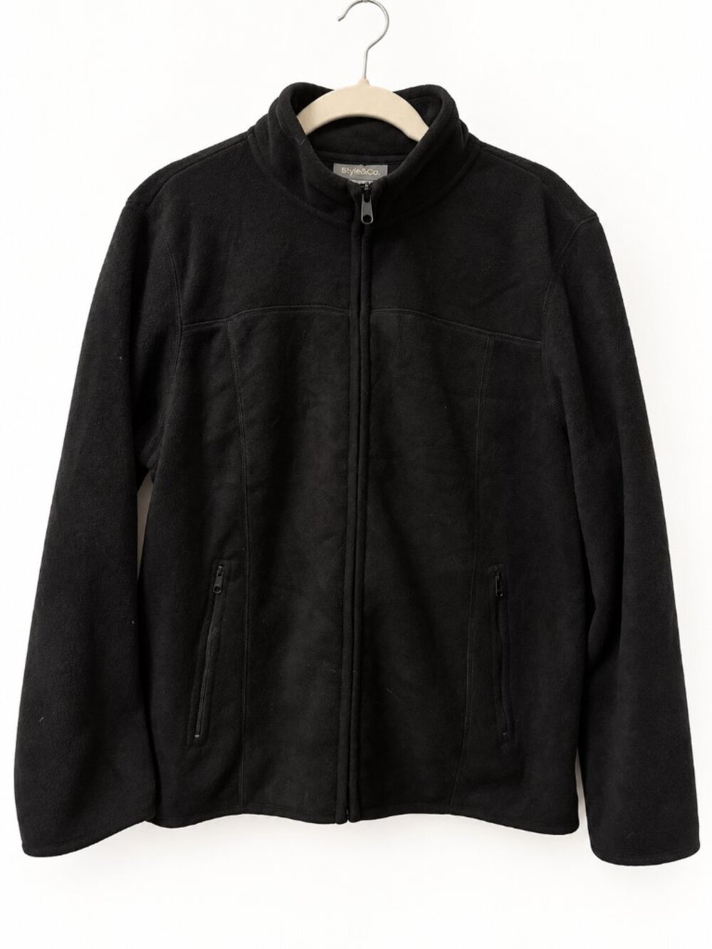 Style & Co. Women’s Black Fleece Full Zip Jacket Size XL NWT